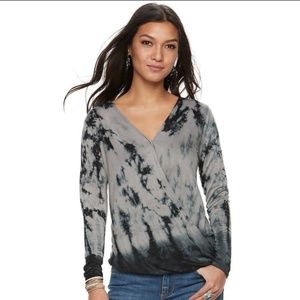 Rock & Republic | Black/Gray Surplice Wrap